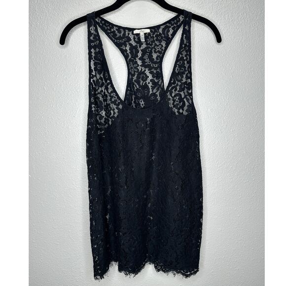 Joie Black Floral Lace Sleeveless Racerback Tank Top M - Picture 1 of 11